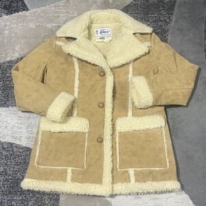 Vintage Wiman Coat Womens Medium Brown Faux Suede Sherpa Lined Western Rodeo USA